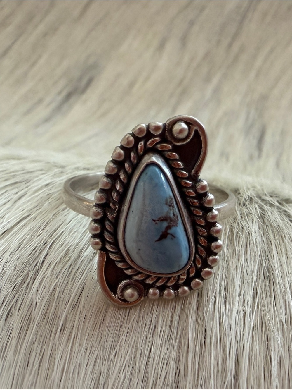 ❤️ Golden Hills Turquoise Southwestern Size 5.5 Sterling Silver Ring